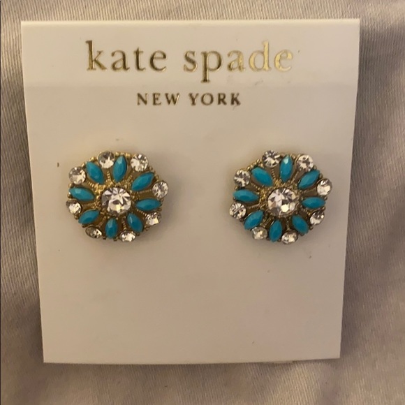 Blue & Crystal Kate Spade Studs / Post Earrings - Picture 2 of 7